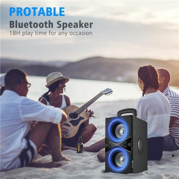 Bluetooth Speakers, Wireless TWS Portable Bluetooth Speaker with Lights,100dB - Picture 2 of 5